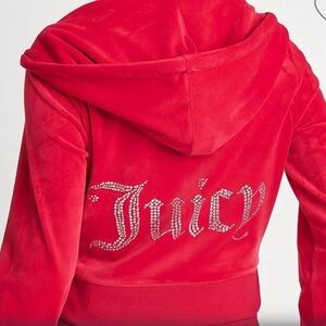 NWT Juicy Couture Y2K Zip Velour Hoodie Jacket OG BIG BLING Red Medium